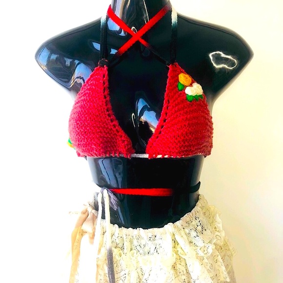 Red Rose Bikini Bra - Picture 2 of 6